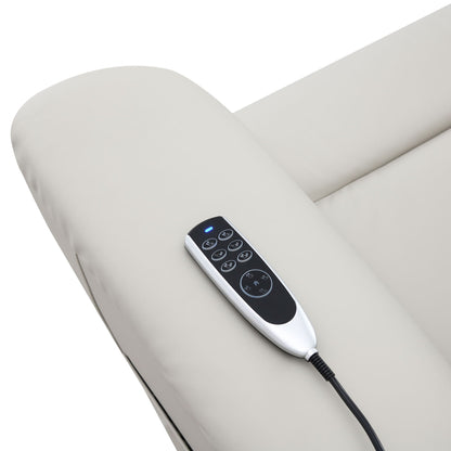 Marsha - Silicone Synthetic Leather Power Motion Recliner With Lift Heating Massage Chair - Light Gray