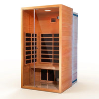 1 Person Extendable FAR Infrared Sauna for Home, Hemlock Wood Low EMF 6 Carbon Heaters Indoor Saunas with LED Lights, Bluetooth Speaker, Digital Control Panel, and Seating Bench — Studio Shot