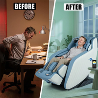 Blue Faux Leather Zero Gravity Recliner 3D Programmable Massage Chair — Before & After