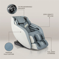 Blue Faux Leather Zero Gravity Recliner 3D Programmable Massage Chair — infographic