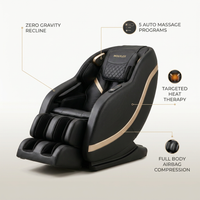 Full Body Massage Chair Built for Total Relaxation, Zero Gravity, 5 Auto Programs, Airbag Compression — infographic