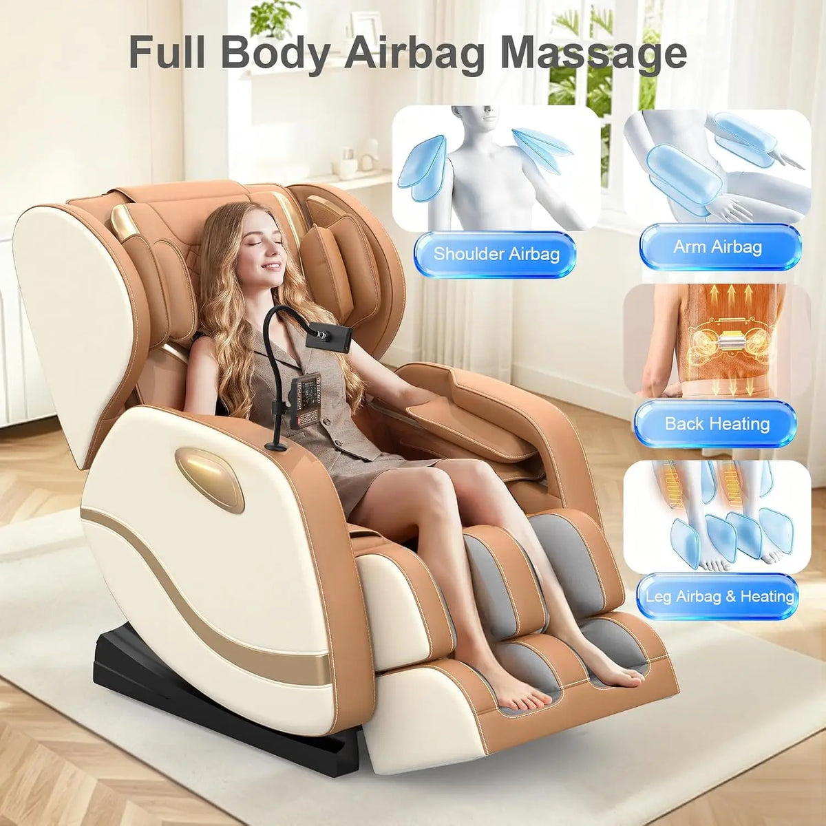 Full Body Zero Gravity Massage Chair – 12 Rollers, Heat Therapy & 15 Auto Programs