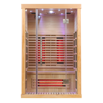 Blisspod | Venetian | Full Spectrum Indoor Premium Canadian Hemlock Low EMF Sauna | 10 Heaters | Chromotherapy & Reflexology | 2 Person