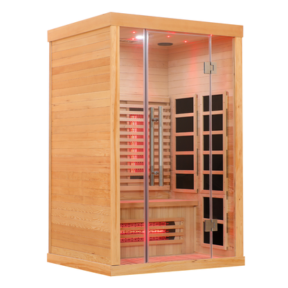 Blisspod | Venetian | Full Spectrum Indoor Premium Canadian Hemlock Low EMF Sauna | 10 Heaters | Chromotherapy & Reflexology | 2 Person
