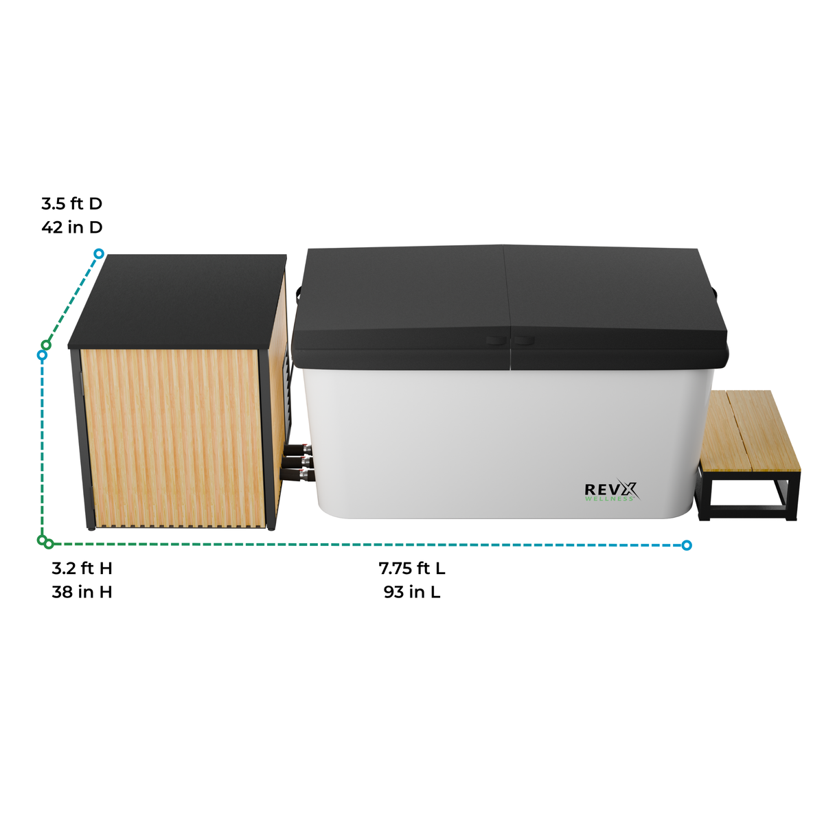 RevX Cold Plunge Tub + LUX Chiller – Full-Submersion Ice Bath for Serious Recovery