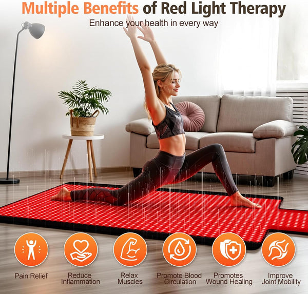 Red Light Therapy Mat Built for Full Body Recovery, Dual 660nm & 850nm LEDs, 76.8 x 33.4 Inches
