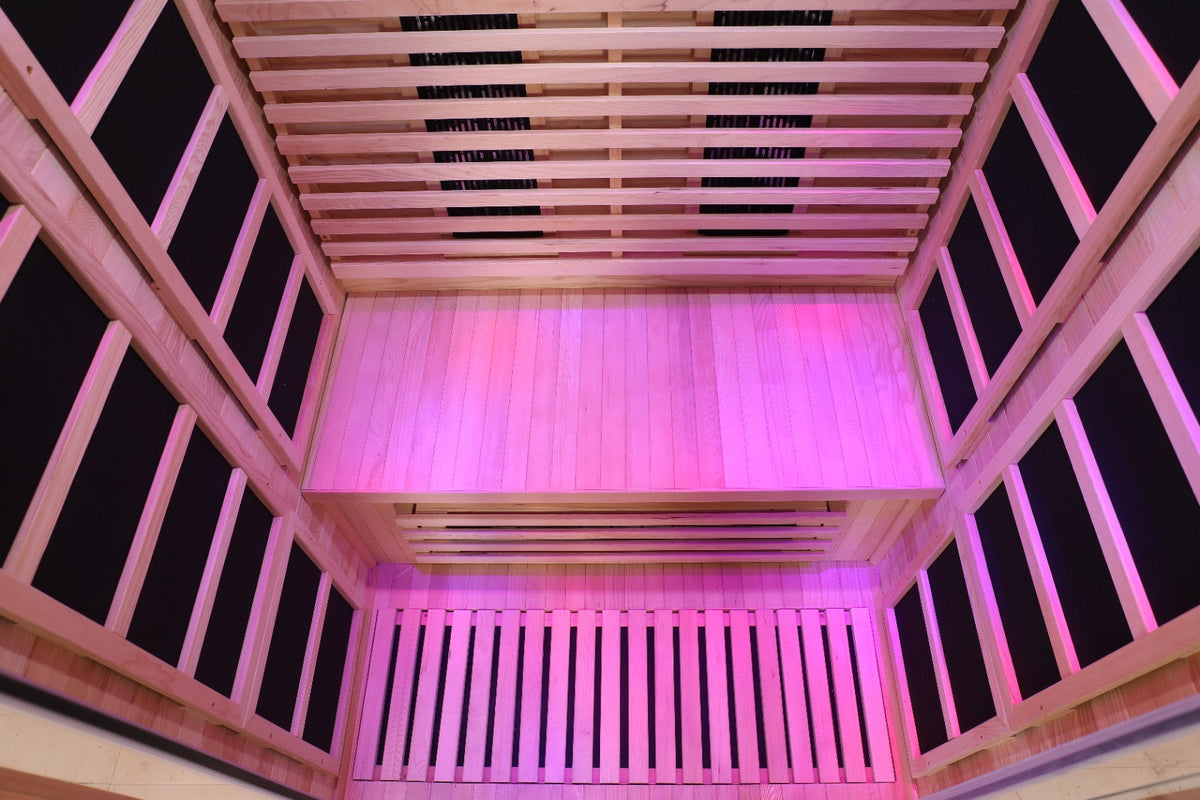 Blisspod | Venetian | Full Spectrum Indoor Premium Canadian Hemlock Low EMF Sauna | 10 Heaters | Chromotherapy & Reflexology | 2 Person