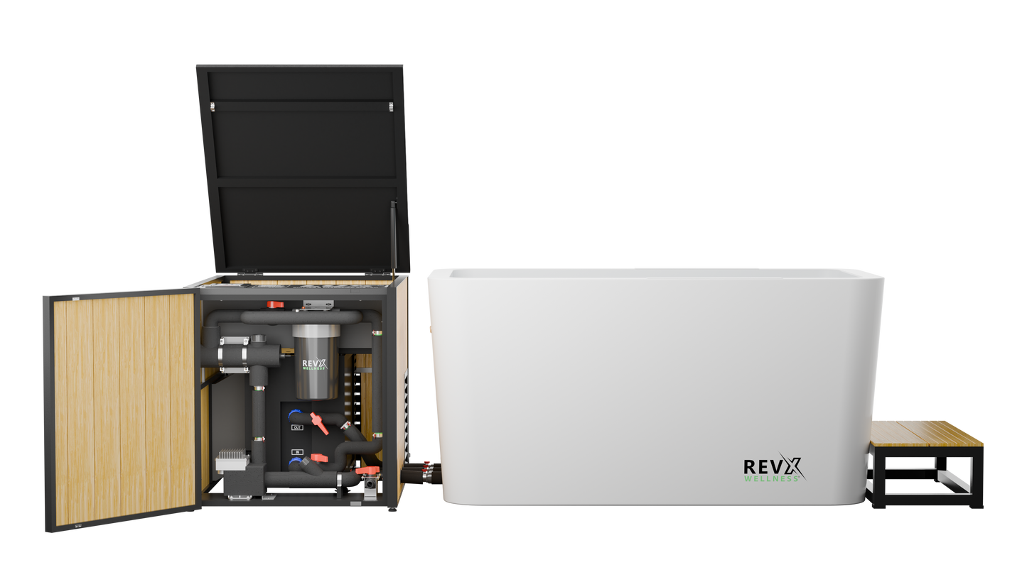 RevX Cold Plunge Tub + LUX Chiller – Full-Submersion Ice Bath for Serious Recovery