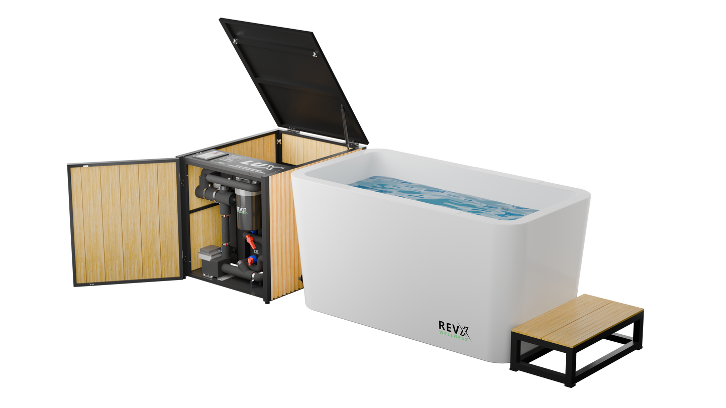 RevX Cold Plunge Tub + LUX Chiller – Full-Submersion Ice Bath for Serious Recovery