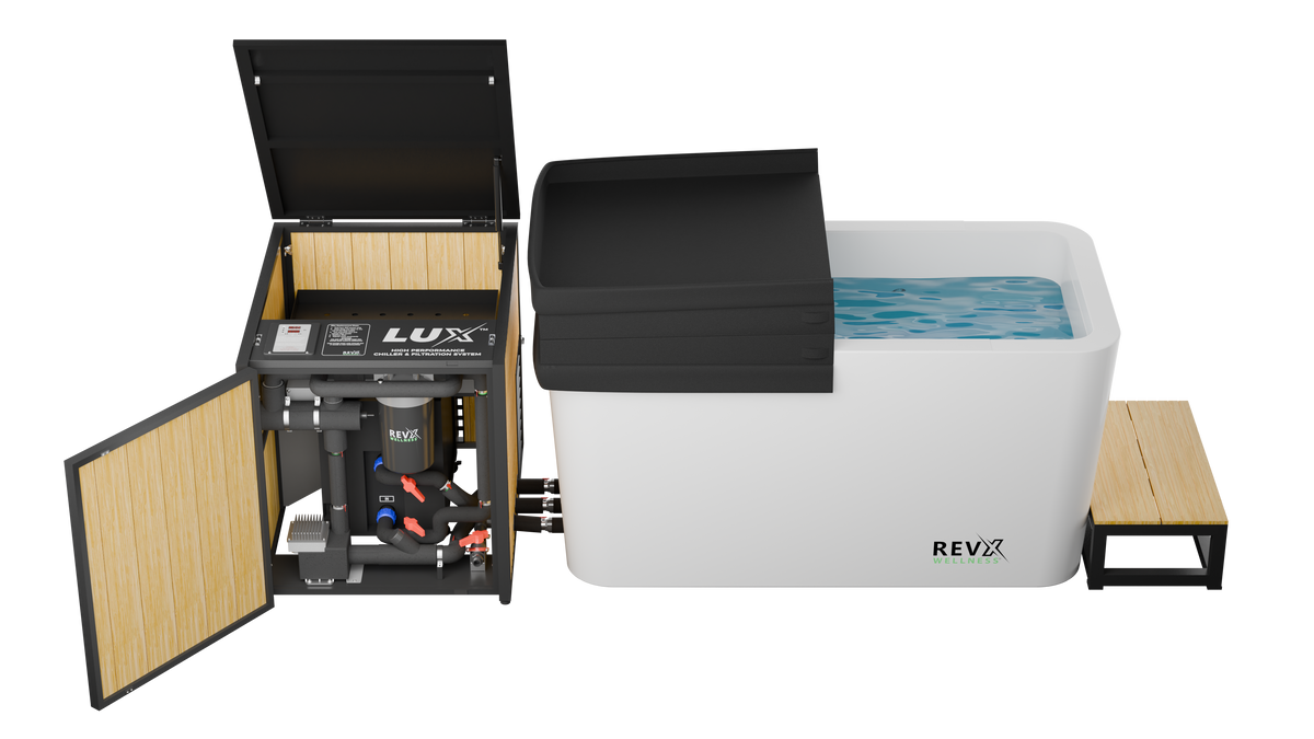 RevX Cold Plunge Tub + LUX Chiller – Full-Submersion Ice Bath for Serious Recovery